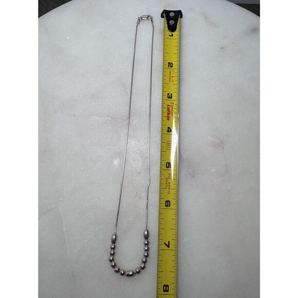 Sterling Silver 925 Floating Beads Necklace Delicate Dainty - Picture 3 of 3